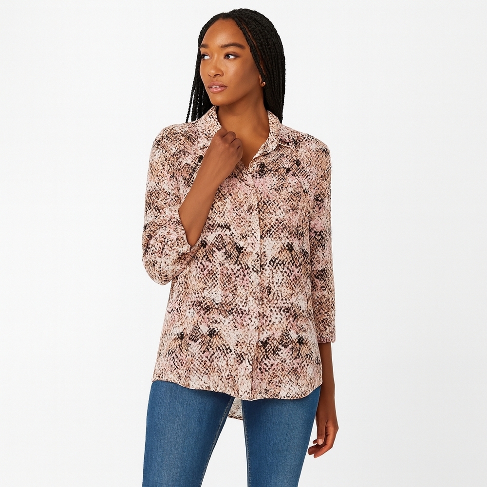 Beachlunchlounge Reptile Print Button Down Blouse Size S